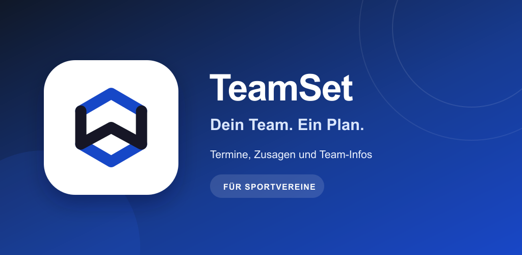 TeamSet feature graphic with logo and the words Your team, one plan